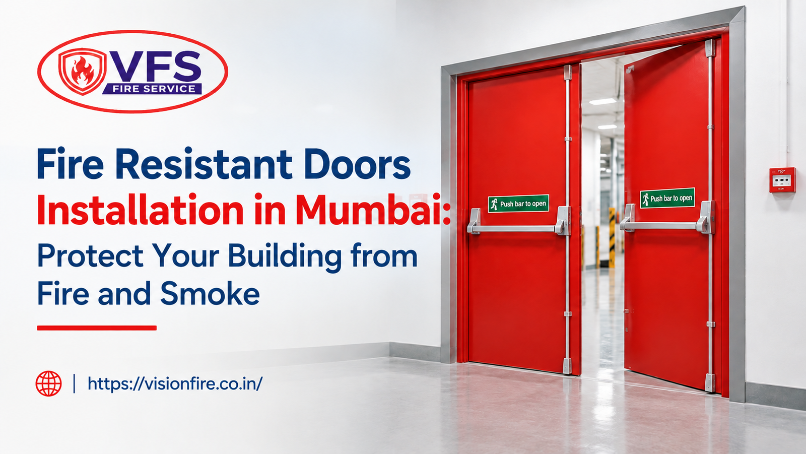 Fire resistant doors installation in Mumbai building corridor