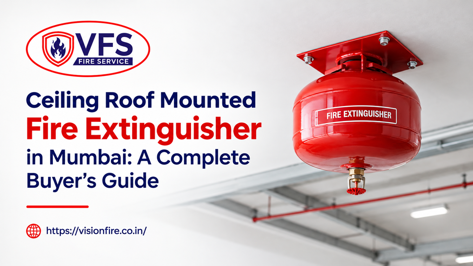 Ceiling roof mounted fire extinguisher installed in a Mumbai godown